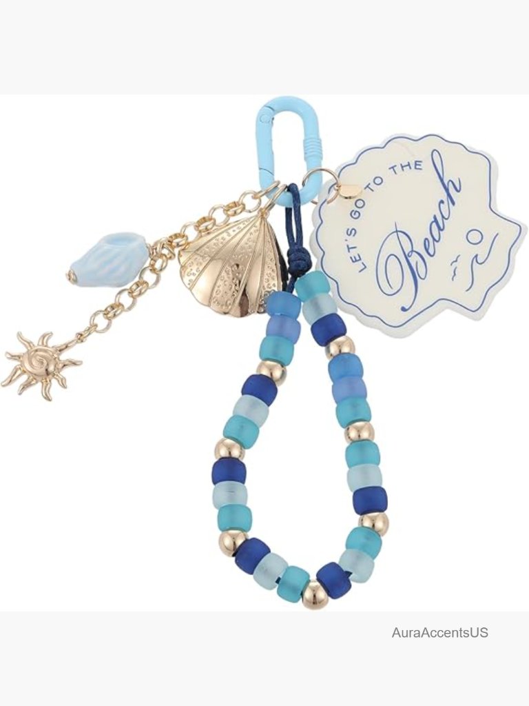 Seashell Beaded Keychain - Lobster Clasp Beach Charm For Bags